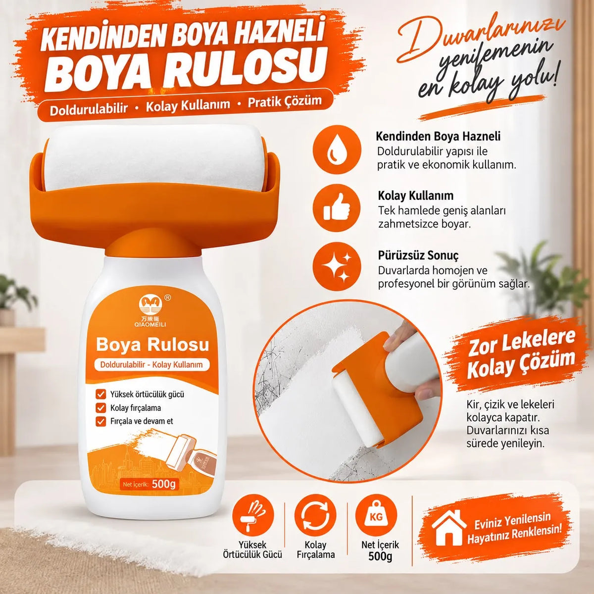 Kendinden Boya Haznesi Doldurulabilir Rulo