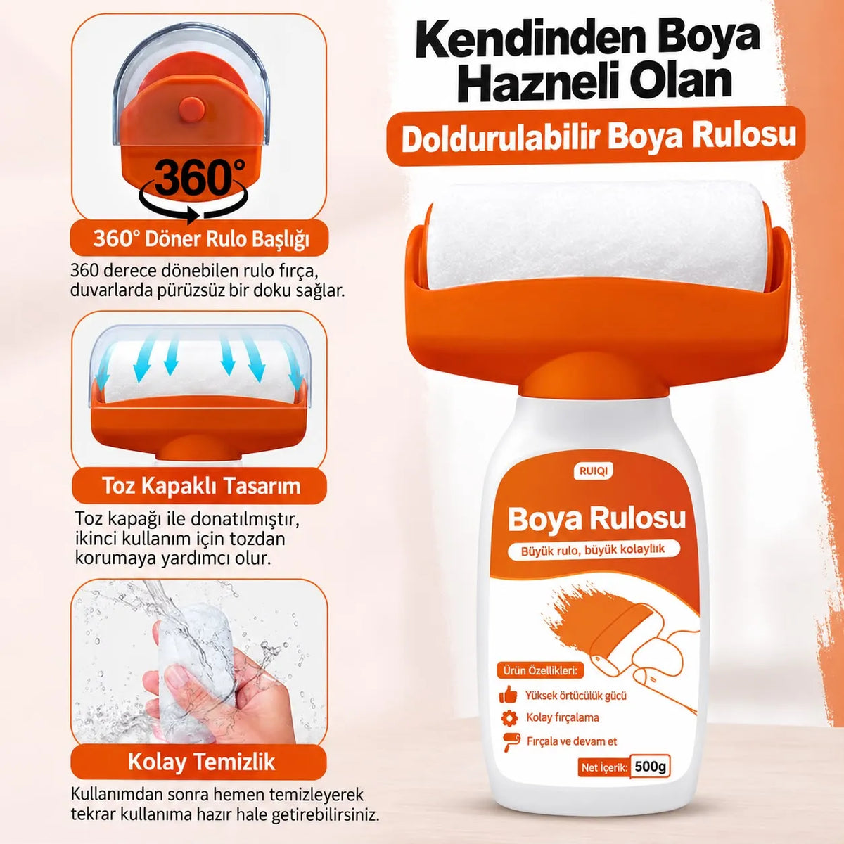 Kendinden Boya Haznesi Doldurulabilir Rulo